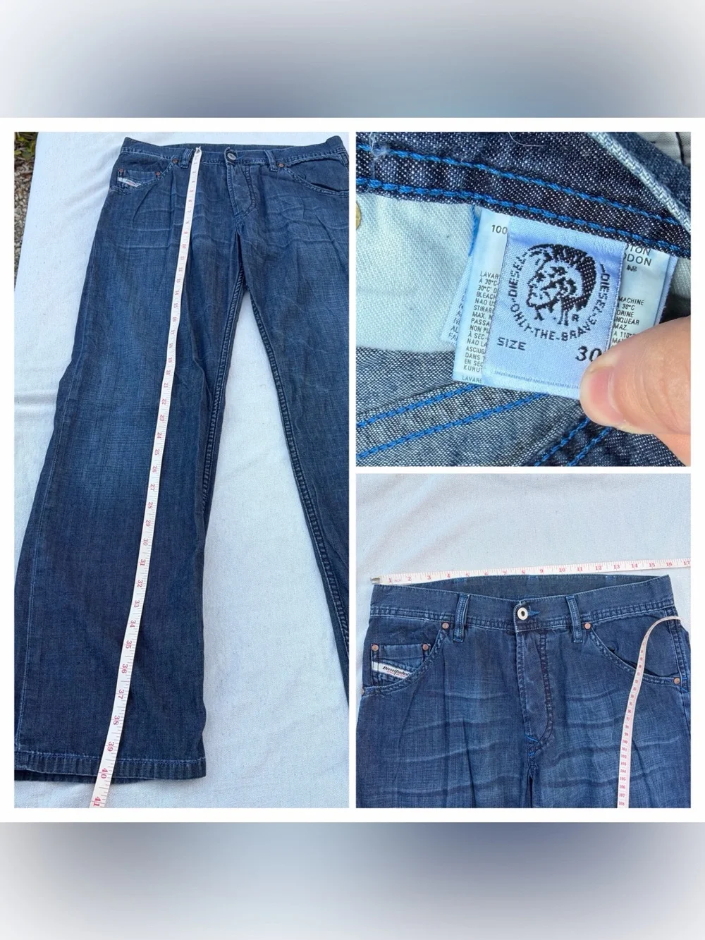 Diesel Dark Blue Jeans, Size 30 Y2K Streetwear Grunge